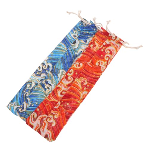 Cabilock 4pcs Reusable Drawstring Storage Bag Portable Fabric Tableware Pouch for Chopsticks Straws Utensils Protection Compact and Stylish Holder for Camping Picnic Use