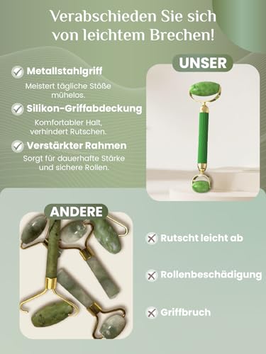 Jade Roller und Gua Sha Set von Rena Chris für Hautpflege