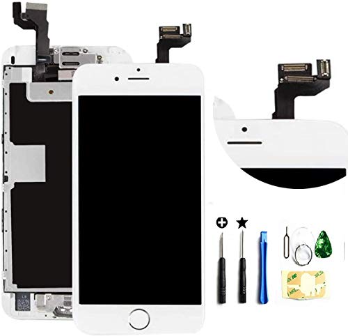 ZTR for iPhone 6s Plus 5.5 inch Screen Replacement Touch LCD Display Digitizer Glass Full Assembly with Camera Home Button Proximity Sensor Earpiece Speaker + Tool(White)