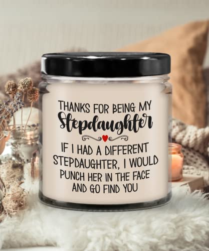 Thanks for being My Stepdaughter Candle for Step Daughter from Stepmom Stepdad Gag Jokes Christmas Birthday Graduation Keepsake for Teen Girls 9 Oz. V