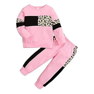 Tikoubabe Toddler Girl Clothes Baby Sweatshirt Leopard Fall Winter Outfits Long Sleeve Tops Pants Set 2 Pcs