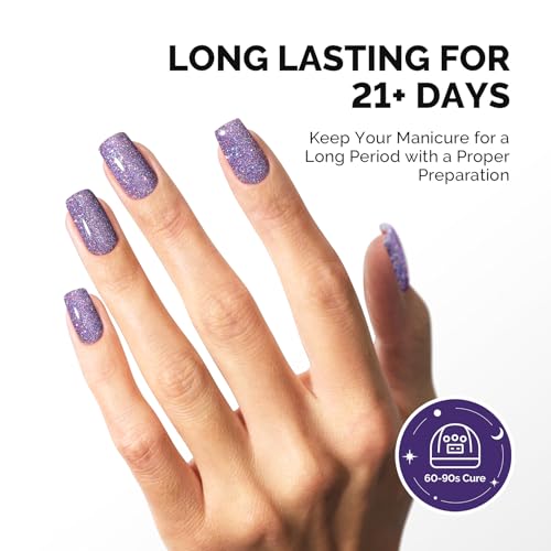 Image of MelodySusie Galaliver Purple Glitter Gel Nail Polish, 15ML Shimmer Purple Sparkle Gel Polish Soak Off UV LED Cured Long Lasting Gift for Women DIY Nail Design Nail Art Manicure X05