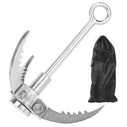 Ailgely Outdoor Stainless Steel Rock Climbing Grappling Hook 3 Claws, Folding Survival Claw, for Kung Fu, Wall, Defence, Comfort