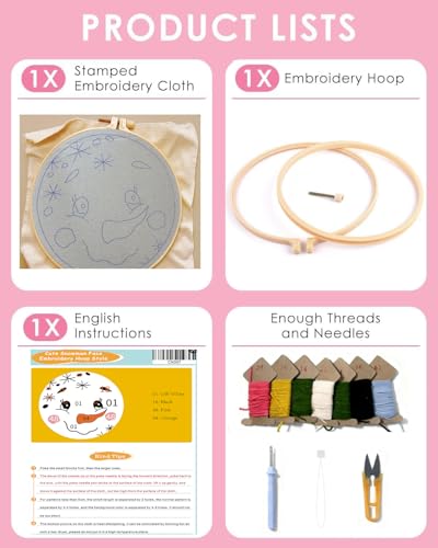 Image of Christmas Punch Needle Kits,Winter Snowman Punch Needle Kits for Beginners,DIY Punch Embroidery Art & Craft kit for Adults with Video Tutorial