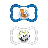 Diseño respetuoso con los dientes: con el cuello estrecho y simétrico de la tetina, los chupetes son especialmente respetuosos con los dientes y siempre se ajustan perfectamente a la boca del bebé