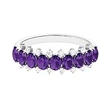 5x3 mm Oval Amethyst Half Eternity Band 9 Stone Ring |925 Sterling Silver Promise Ring for Women | Wedding, Engagement Bridal Rings | Mothers Day Gift_7