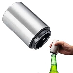 Roestvrij bierflesopener, magneetbierflesopener, flesopener, automatische flesopener, kan bierfles in een halve seconde openen, voor keuken, bar, feest, picknick, enz