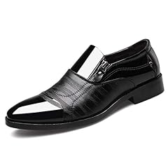 Mens Dress Shoes Patent Leather Loafers Pointed Zipper Oxford Formal Business Tuxedo Shoes