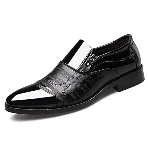 Mens Dress Shoes Patent Leather Loafers Pointed Zipper Oxford Formal Business Tuxedo Shoes