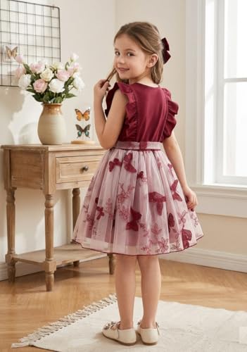 Image of Tagas Girls' Dress|Elegant Beige Baby Girl Dress with Lace Ruffles & Floral Embroidery - Long Sleeve Princess Birthday Party Dress | Comfortable & Stylish Kids Wear| PartFrock for Kids |
