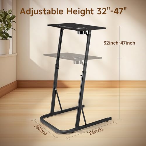Image of VTORY Adjustable Standing Desk for Walking Pad Treadmill, Desk for Bike /Cycling, Stand Table for Treadmill Walking Pad, Bike /Walking Pad /Treadmill Trainer Desk Stand, Attachment, Bar for Walking Pad
