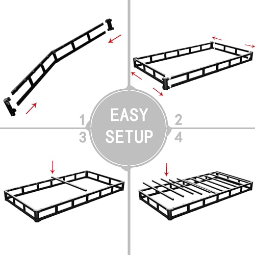 Twin Size 5-Inch Heavy Duty Box Spring with Fabric Cover - 2500LBS Weight Capacity Metal Mattress Foundation