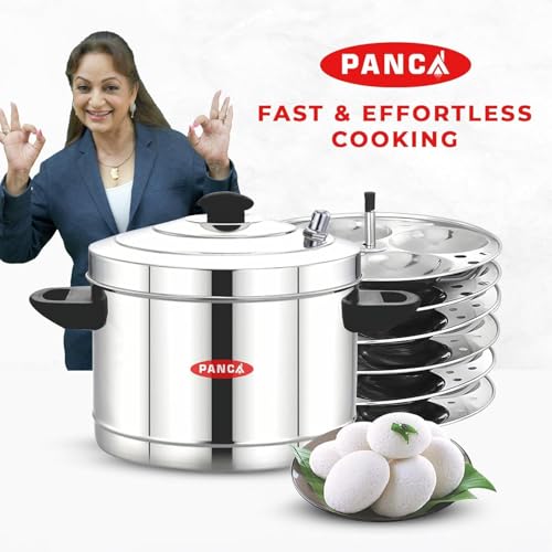 Image of PANCA Stainless Steel Idli Maker 6 Plates 24 Idli Cooker Stainless Steel, Idly Dhokla Multipurpose Cooker Steamer (24 Idli, Big)