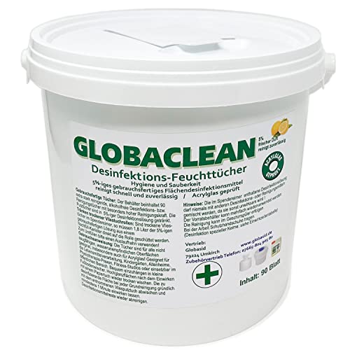 Desinfektionstücher Flächen, Eimer Spender-Box 90 XXL Vlies-Tücher getränkt in Flächen-Desinfektionsmittel, Gegen Viren, Bakterien, Keime, Made in Germany Cover