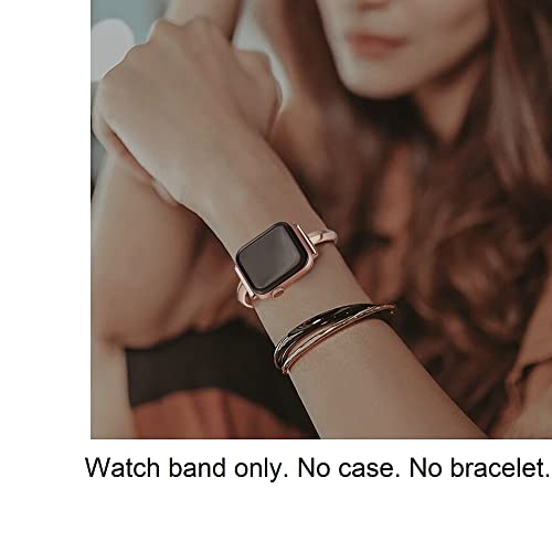 Plusroc Stainless Steel Band Compatible With Apple Watch Band 38Mm 40Mm 41Mm Iwatch Se Series 8 7 6 5 4 3 2 1, Slim Versatile Bangle Bracelet For Women, Copper #TOP2