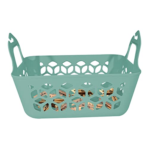Cesto Organizador de Prendedor de Roupa Multiuso Lavanderia Cor:Verde Menta