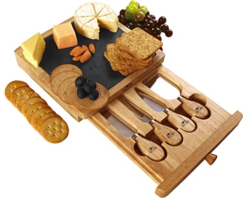 Utopia Kitchen Charcuterie Boards Set Bamboo Cheese Boards and Platter Set Unique Housewarming Wedding and Gift Set for Women Couples and Home Small