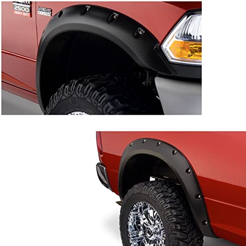 Bushwacker Pocket/Rivet Style Front & Rear Fender Flares | 4-Piece Set, Black, Smooth Finish | 50919-02 | Fits 2010-2018 Dodge Ram 2500, 3500 #TOP25