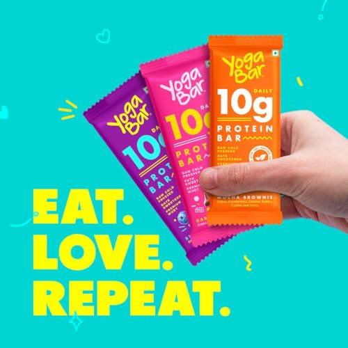 Image of Yogabar Variety Pack 10 grams Protein Bars [Pack of 6], Protein Blend & Premium Whey, 100% Veg, Rich Protein Bar with Date, Vitamins, Fiber, Energy & Immunity for fitness, PACK OF 4