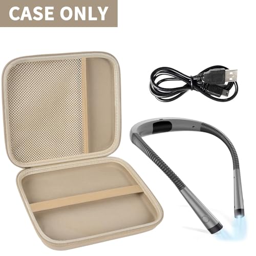 Image of GWCASE Hard Carrying Case for Glocusent for Vekkia LED Neck Reading Lights | Shock-Resistant EVA Shell, Mesh Pocket for Cable, Keep Small Gear Neat for Bedtime Reading, Crochet, Travel, Khaki, Box Only