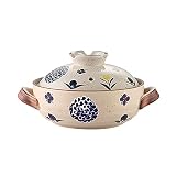 MDZF SWEET HOME Ceramic Casserole Dish with Lid Clay Pot Round Ceramic Cookware, 1.6 Quart