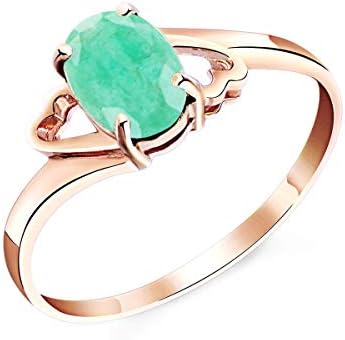 Galaxy Gold GG 14k Rose Gold Natural Emerald Ring - Size 6.0