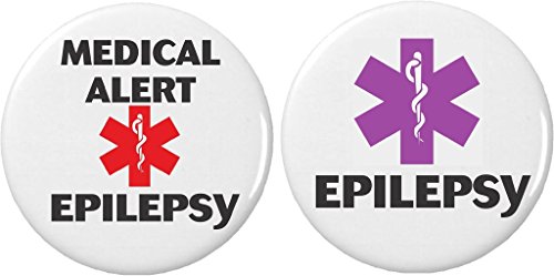 Set 2 EPILEPSY Medical Alert 1.25” Pinback Buttons Pins Epileptic Seizure