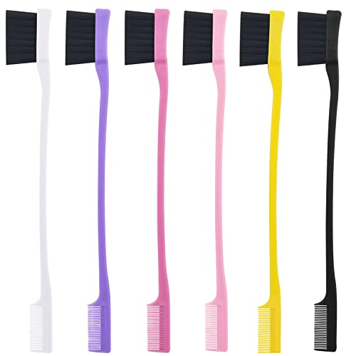 6 Pcs Edge Brush Hair Edge Brush Double Sided Control Hair Brush Comb Combo Pack Smooth Comb Grooming