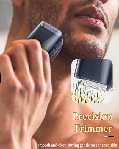 Image of ENNSU Vaccum Beard Trimmer for Men, Rechargeable Electric Men Beard Trimmers with 2 Combs, 1-20mm Adjustable Length Dial, Waterproof Cordless Mustache Trimmer for Face, Stubble, Blue