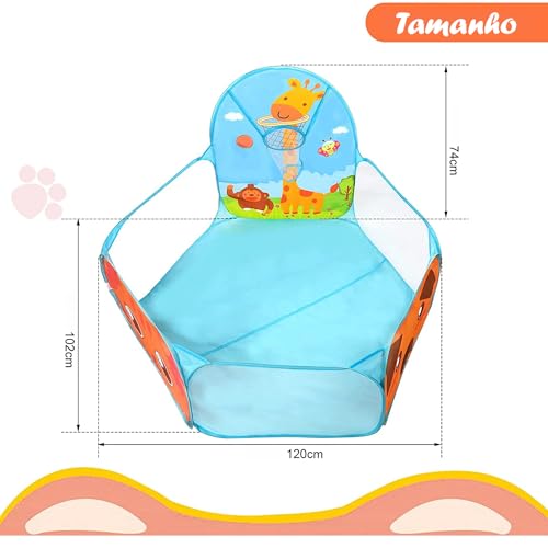Piscina de Bolinhas Portátil e Dobrável Com Cesta Tema Animal Infantil Bebê Criança