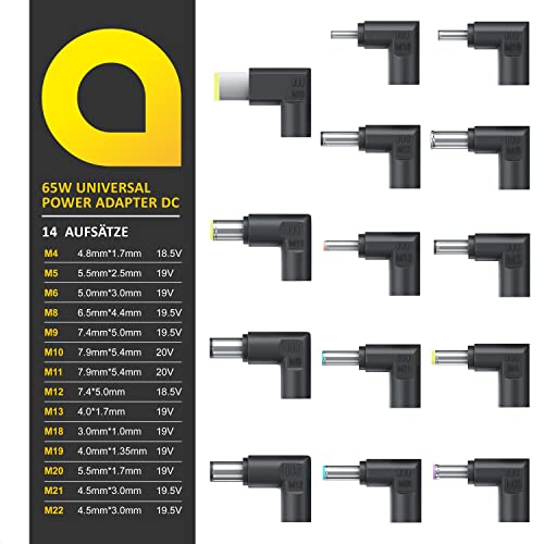 Universal Netzteil 65W für Laptops und Notebooks mit 14 Adaptersteckern