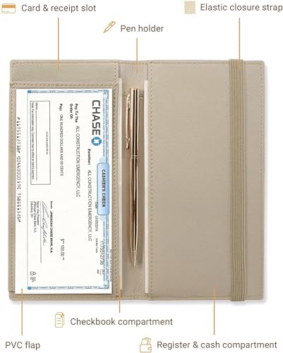 Image of Zreal Checkbook Cover for Men & Women, Premium Vegan Leather Checkbook Holder for Duplicate Checks with RFID Blocking (Tan)