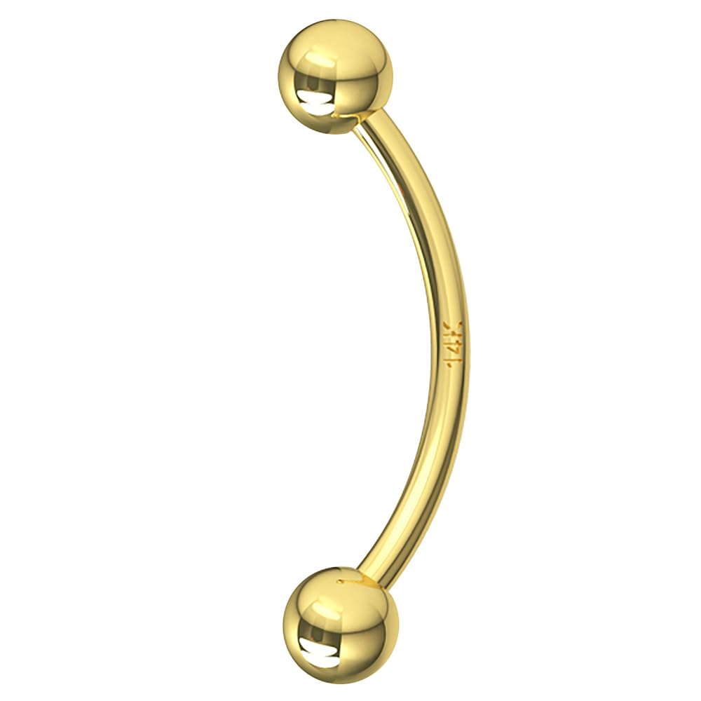 14 Karat Gelbgold, massiv, 16 Gauge, mit Kugel