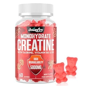 Creatine Monohydrate Gummies 5000mg Per Serving for Men & Women, Enhanced with Taurine & Vitamin B6, Pre -Workout Supplement for Muscle Growth, Strength & Recovery, Berry Flavor, 60 Vegan Gummies