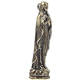Tofficu Messing Miniatur Maria Statue Kompakte Katholische Madonnenfigur Dekorative Religiöse Skulptur für Büro und Zuhause