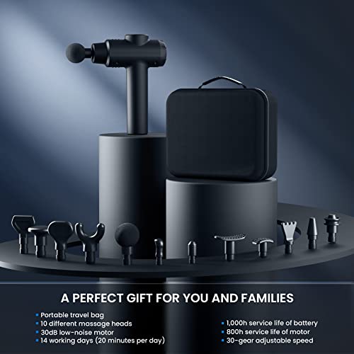 Massage Gun, Deep Tissue Percussion Massager For Pain Relief, Super Quiet Portable Body Relaxation Electric Muscle Massage Gun With 12 Attachment 30 Speed #TOP6