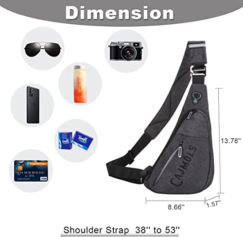 Cajmols Crossbody Sling Backpack New Anti-Theft Travel Hiking Daypack Men Strap Bag For Waist Bag (J-Dark Grey) #TOP1