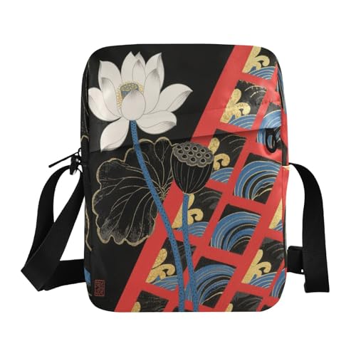 messenger bag for men men shoulder bag Purse Bag Adjustable Strap for School School- flower Japanese