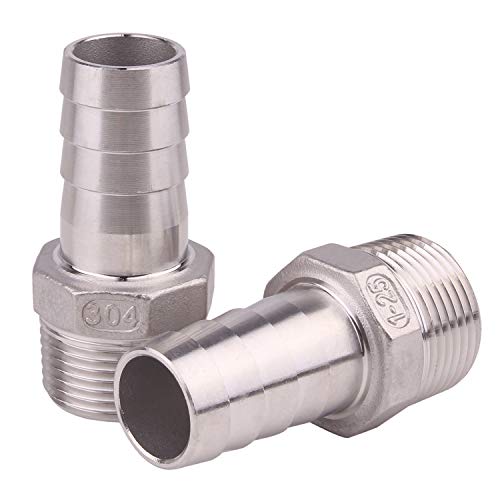 DERNORD 1" Barbed Hose x 1" NPT Male - Home Brew Fitting 304