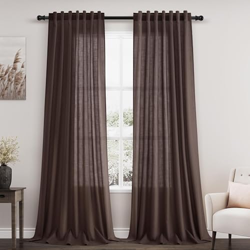 Image of Nanspring Extra Long Linen Curtains 100 Inch for Living Room Coffee