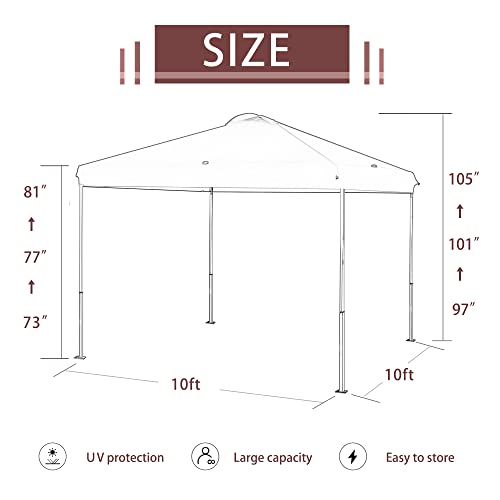 Slowsnail 10X10 Pop Up Canopy Tent, Upgraded Durable Outdoor Instant Sun Shade Canopy, Black - Bonus 4 Weight Bags, 4 Stakes, 4 Guylines, 1 Roller Bag #TOP1