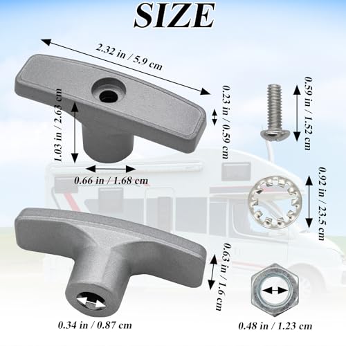 Image of 2 Pack RV Waste Valve Handle Replacement set for Waste Valve Extension Rod, Camper Sewer Tank Dump Release Valve RV Parts Tank Hose Handle with 4 Nuts 2 Screws 2 Gasket