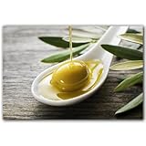 SHINERING Lienzo Decorativo Vintage Para Pared De Cocina, Con Aceitunas Verdes Con Rama Y Aceite De Oliva Natural, Pósteres Impresos, Decoración Para Restaurante, Tamaño A1 40X50Cm Sin Marco