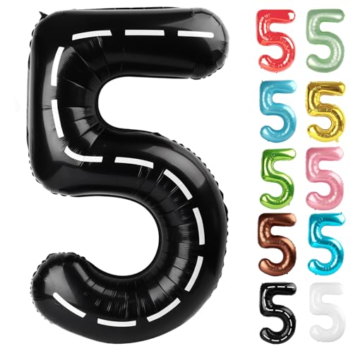 Race Car Number 5 Balloon 40 Inch - 5th Balloon Number Birthday Decorations