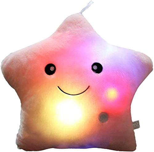 Bprtcra Cojín Luminosas LED Estrellas Peluche Almohadas Muñeca, Almohada con Luces Almohada Felpa Luminoso y Suave Buen Regalo para Niños Decoración de Sofá Salón Cama de Hogar, Type C