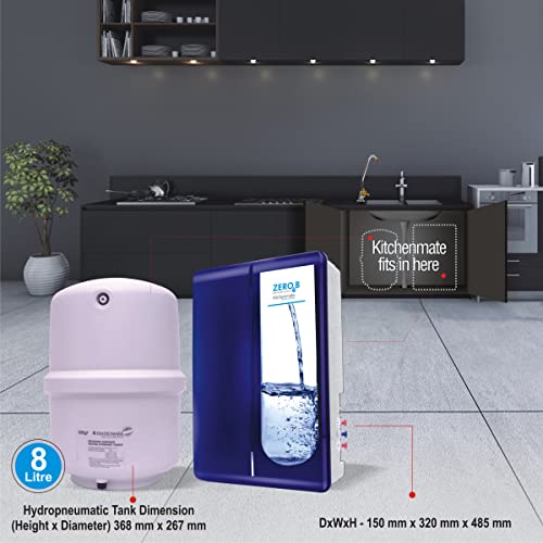 Image of Zero B Kitchenmate RO Under the Sink Water Purifier | Active Silver Technology | Under Counter | 7 Stage Purification | 8L Storage Capacity | Ideal for Modular Kitchens & Offices