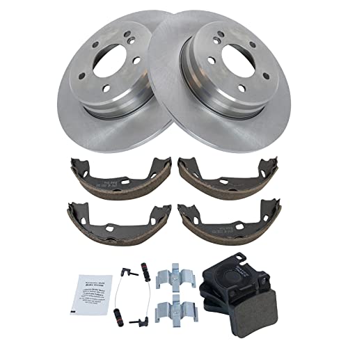 Image of TRQ Rear Brake Pad and Rotor Set Ceramic Compatible with 1996-1997 C36 AMG 1996-2002 E320 1997 E420 1998-1999 CLK320 1998-1999 E300 1998-2002 E430 1999 CLK430