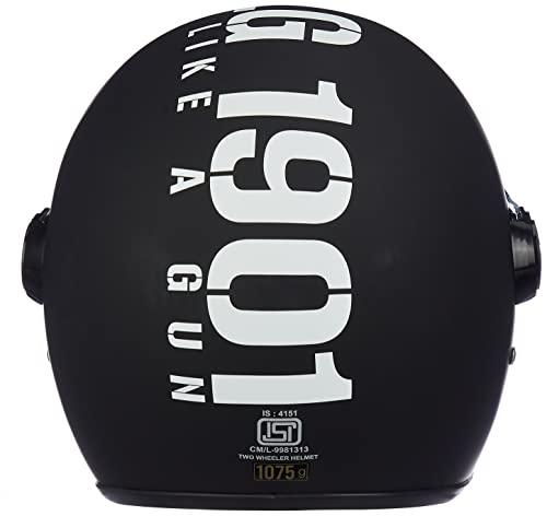 Image of Royal Enfield Open Face MLG Riding Helmet with Clear Visor Matt Black & White, Size: M (58Cm) Impact Protection, Excellent Scratch Resistance, Anti-Microbial Fabric