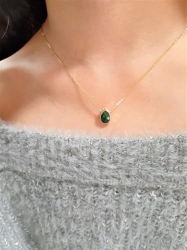 Pendentif émeraude naturelle de haute qualité et collier argent véritable - 3