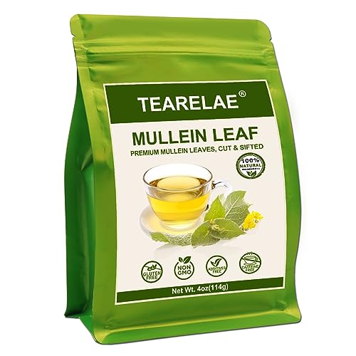 TEARELAE - Mullein Leaf - 4oz/114g - Premium Mullein Leaves - Cut & Sifted - Mullein Leaf Tea for Lung Detox & Respiratory Support- Non-GMO - Caffeine-Free